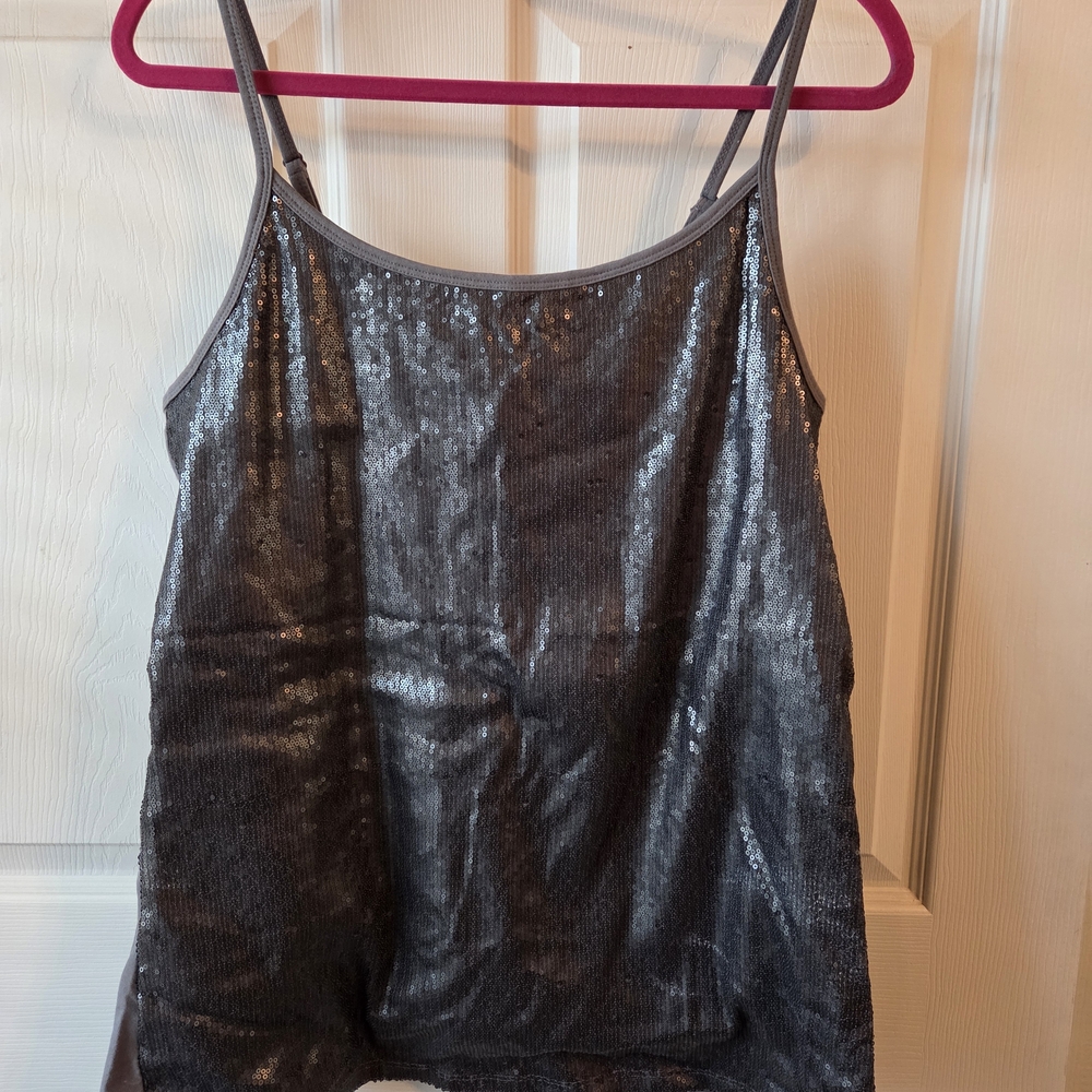 Shimmering Gray Sequin Tank Top! Party Ready